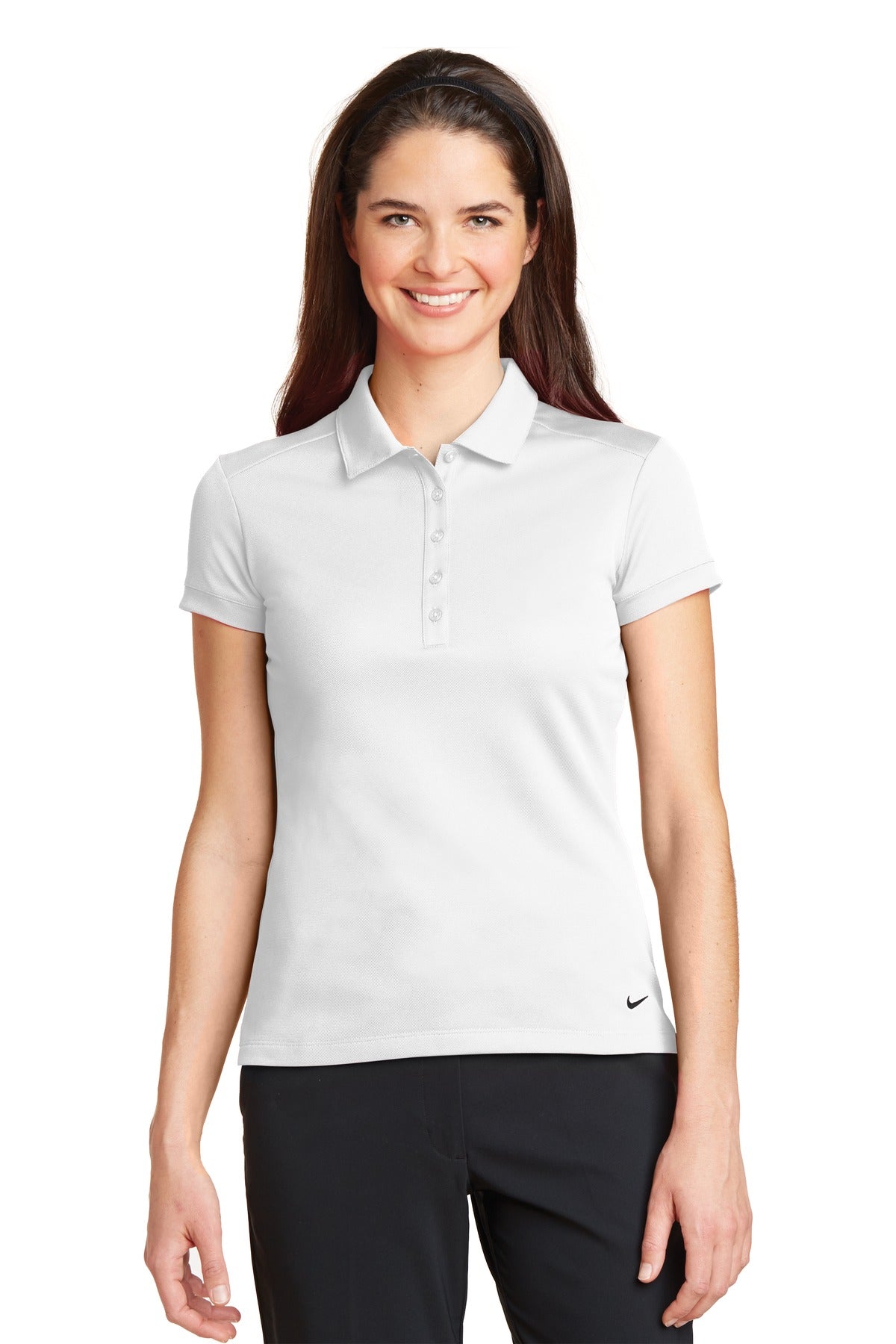 Nike Ladies Dri-FIT Solid Icon Pique Modern Fit Polo.  746100