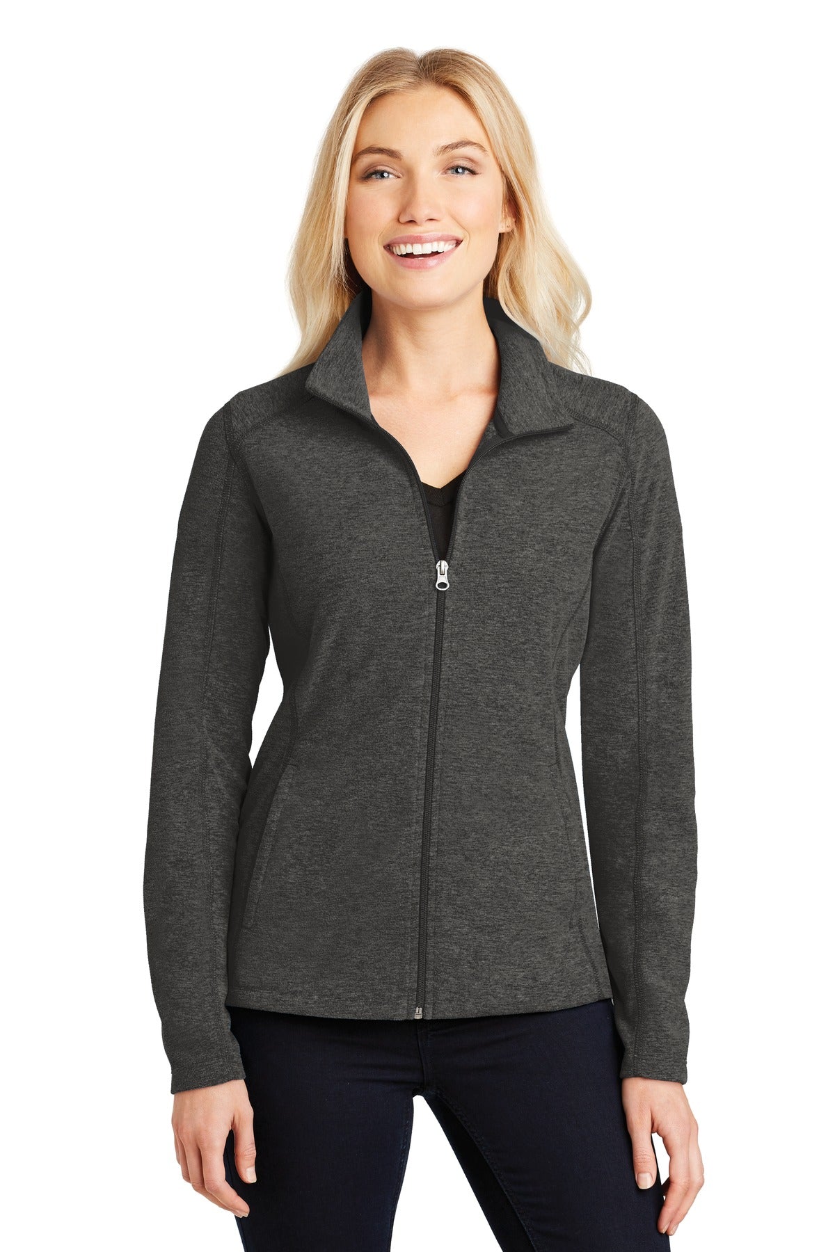 Port Authority® Ladies Heather Microfleece Full-Zip Jacket. L235