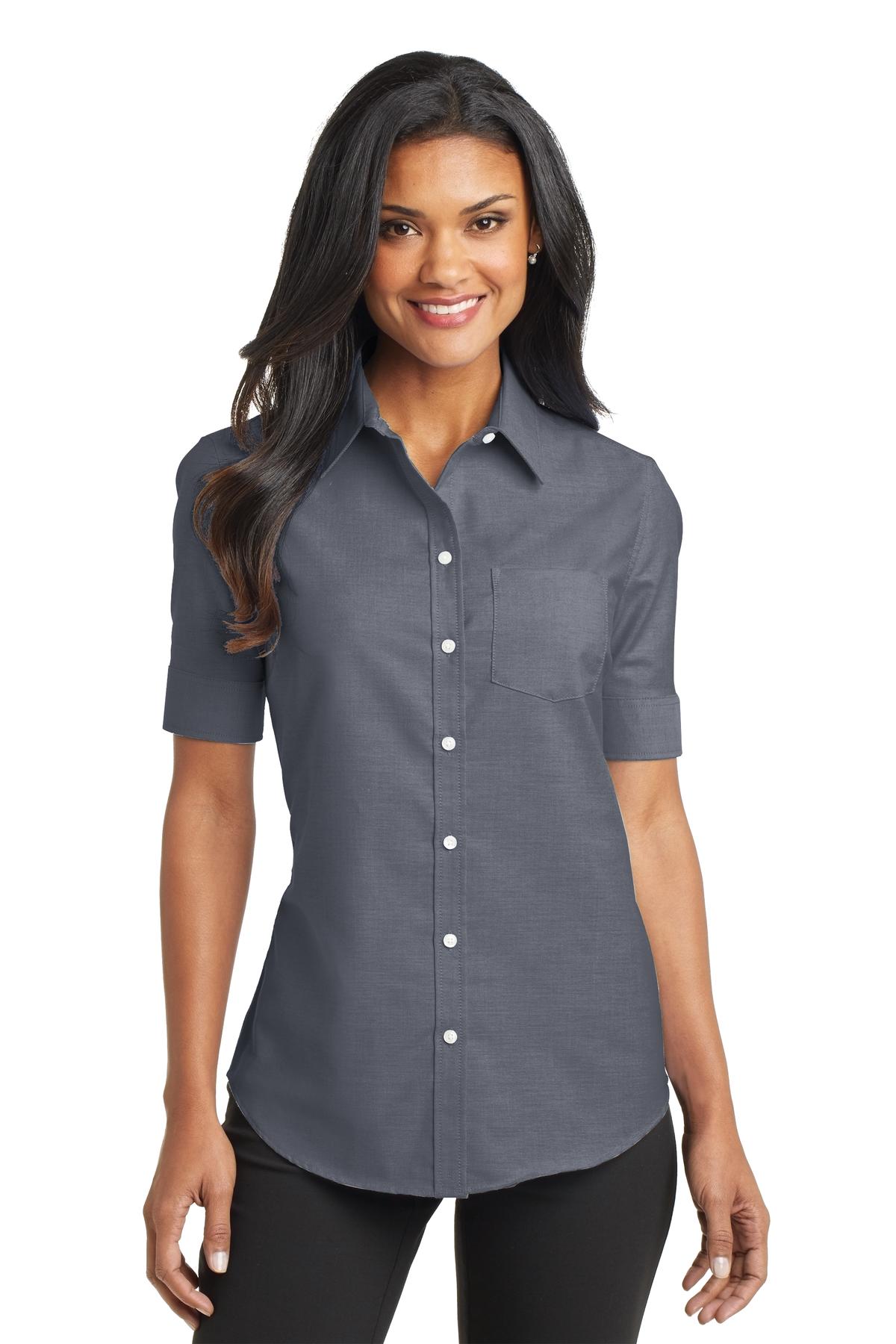 Port Authority® Ladies Short Sleeve SuperPro™ Oxford Shirt. L659