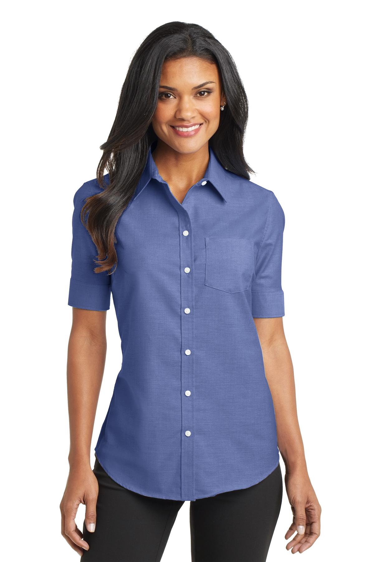 Port Authority® Ladies Short Sleeve SuperPro™ Oxford Shirt. L659