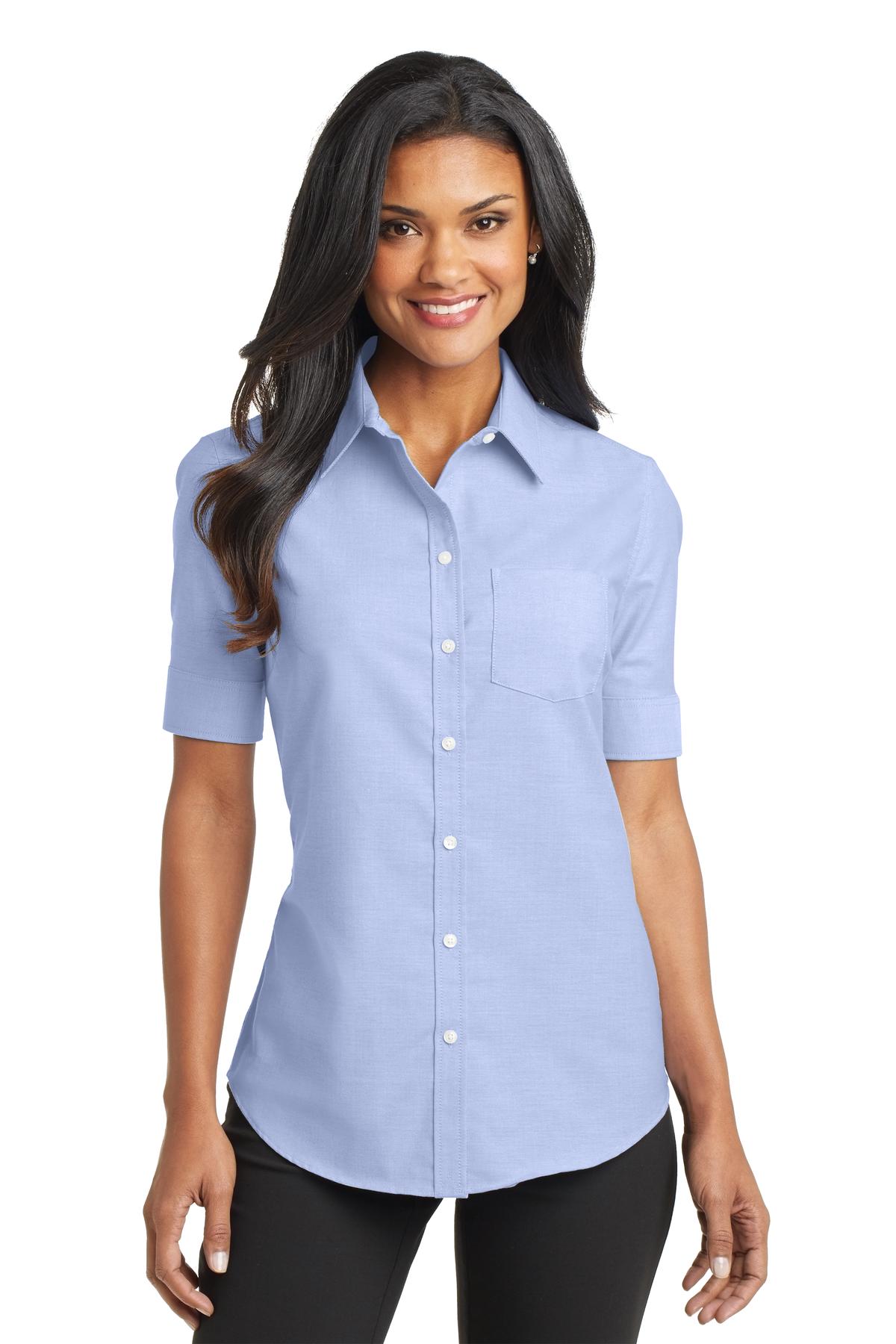 Port Authority® Ladies Short Sleeve SuperPro™ Oxford Shirt. L659