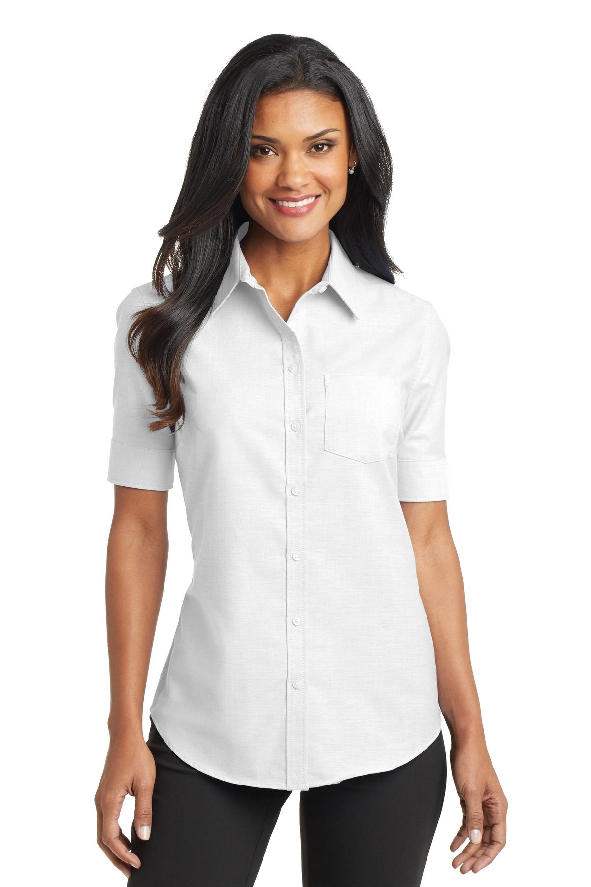 Port Authority® Ladies Short Sleeve SuperPro™ Oxford Shirt. L659