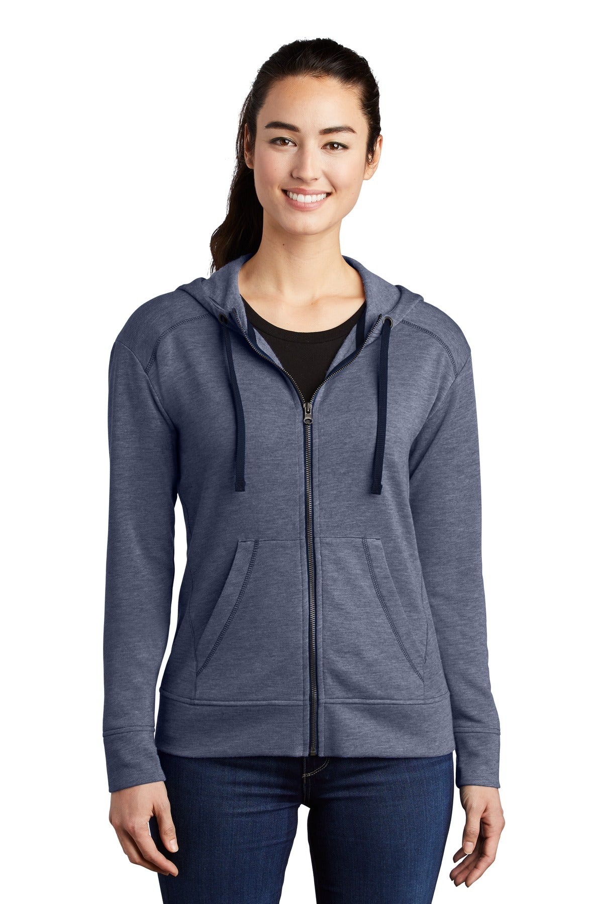 Sport-Tek ® Ladies PosiCharge ® Tri-Blend Wicking Fleece Full-Zip Hooded Jacket LST293