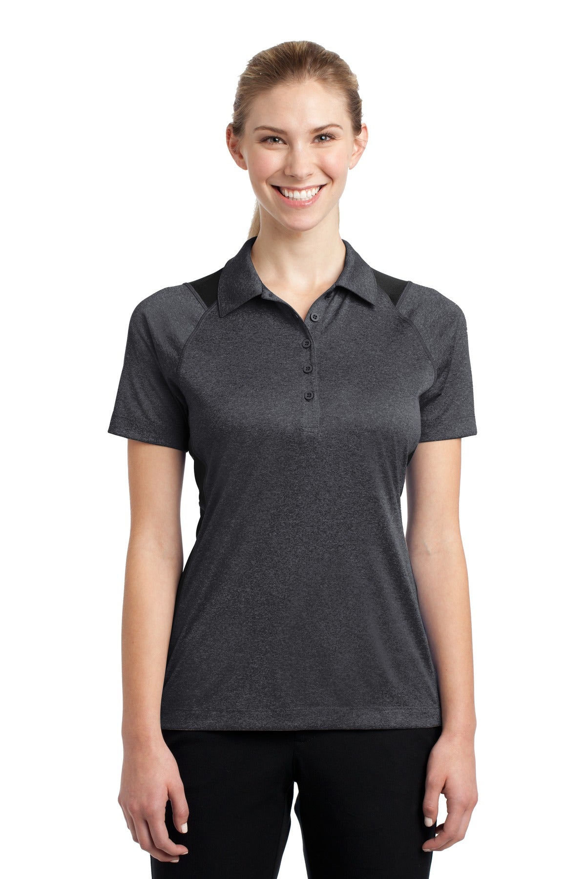 Sport-Tek® Ladies Heather Colorblock Contender™ Polo. LST665